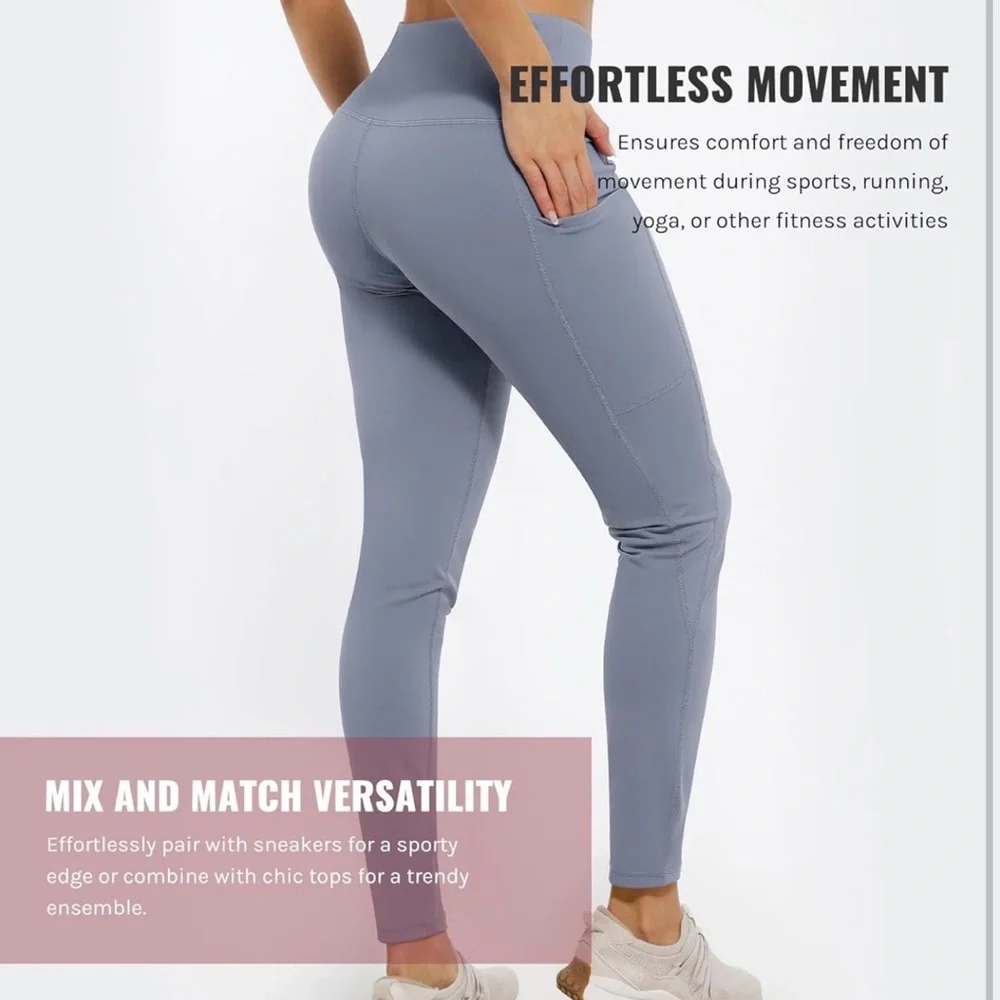 NWT Cosmolle Women's Leggings Medium Grey Soft Loose Leggings Workout Lounge NEW - Picture 2 of 7